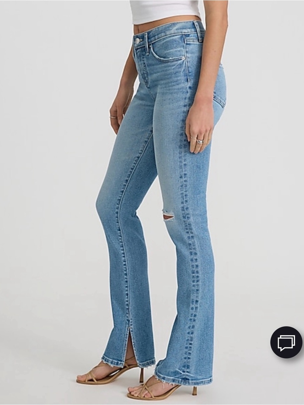 Express Skyscraper Hyperstrech Light Blue Split-Hem Jeans